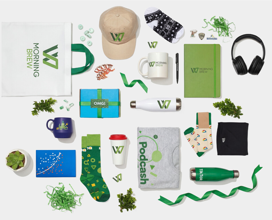 A collection of custom promotional gifts produced by XW PRODUCE