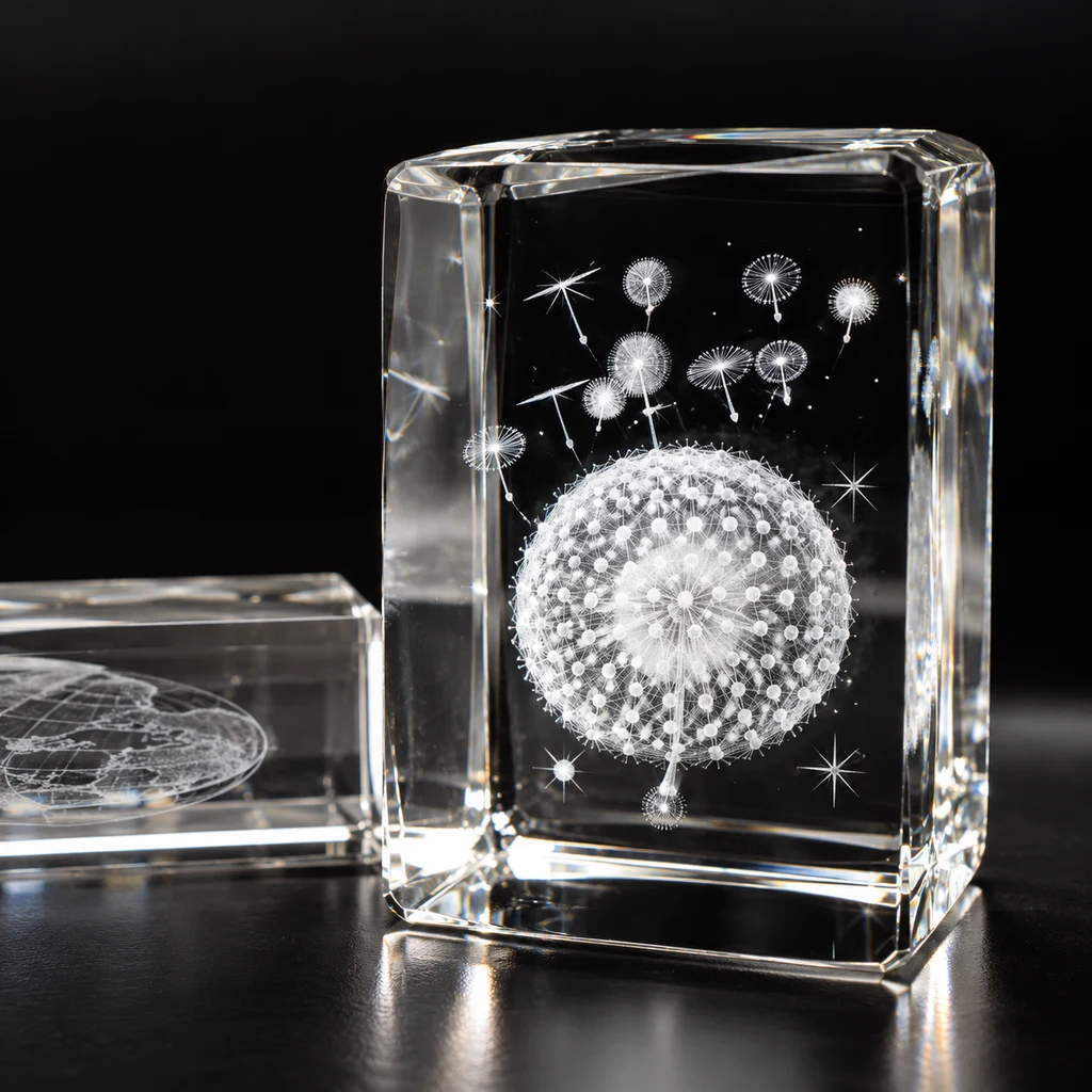 Crystal 2D/3D Laser Engraving